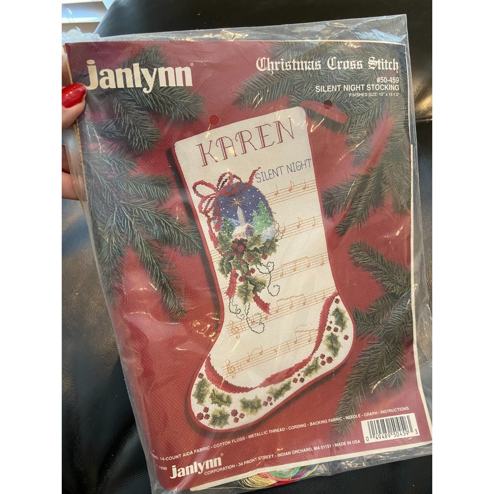 CHRISTMAS Cross Stitch Silent Night Large Stocking NO BACKING FABRIC